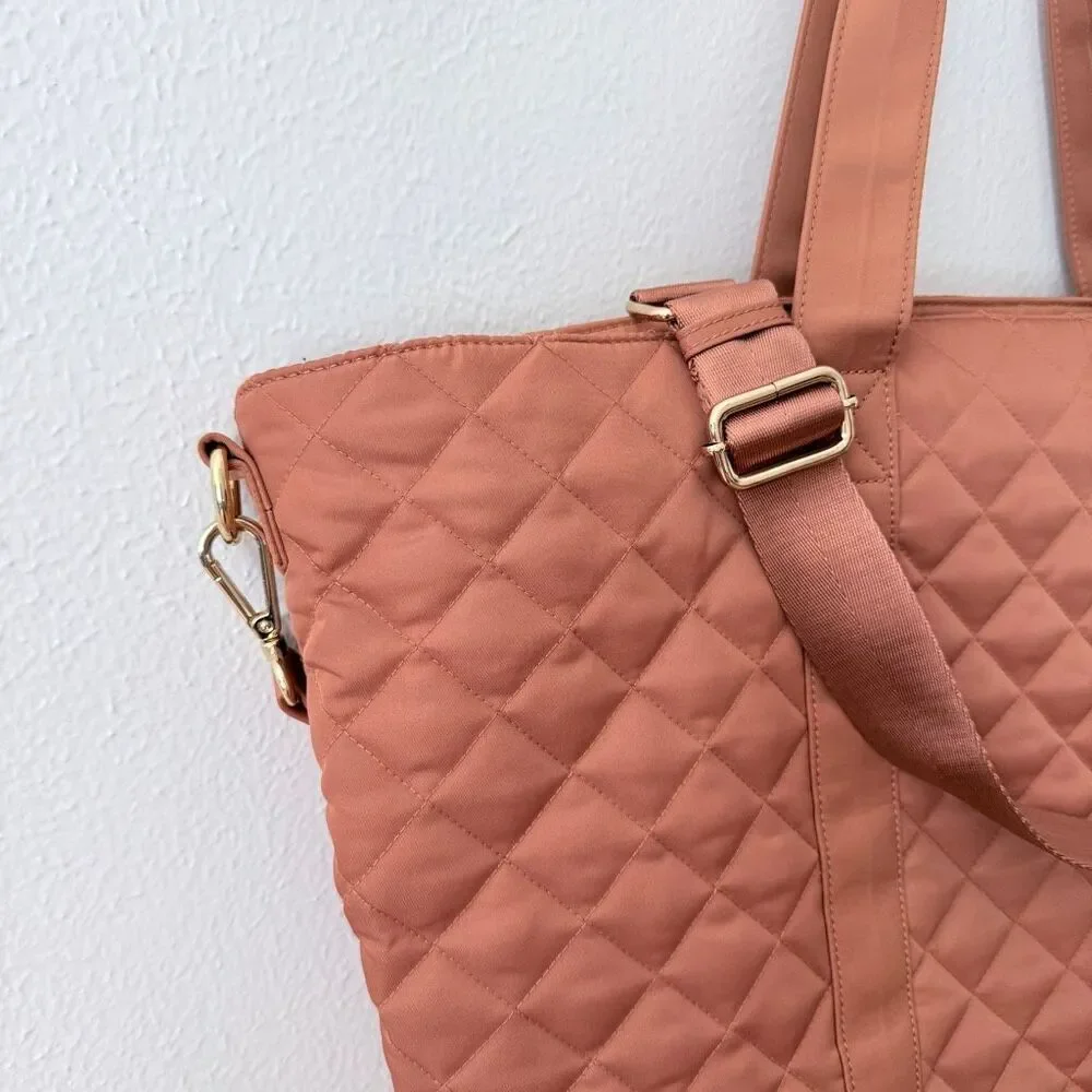 Stoney Clover Lane Desert Dreams Quilted Puffy Tote Bag Large Tan Orange
